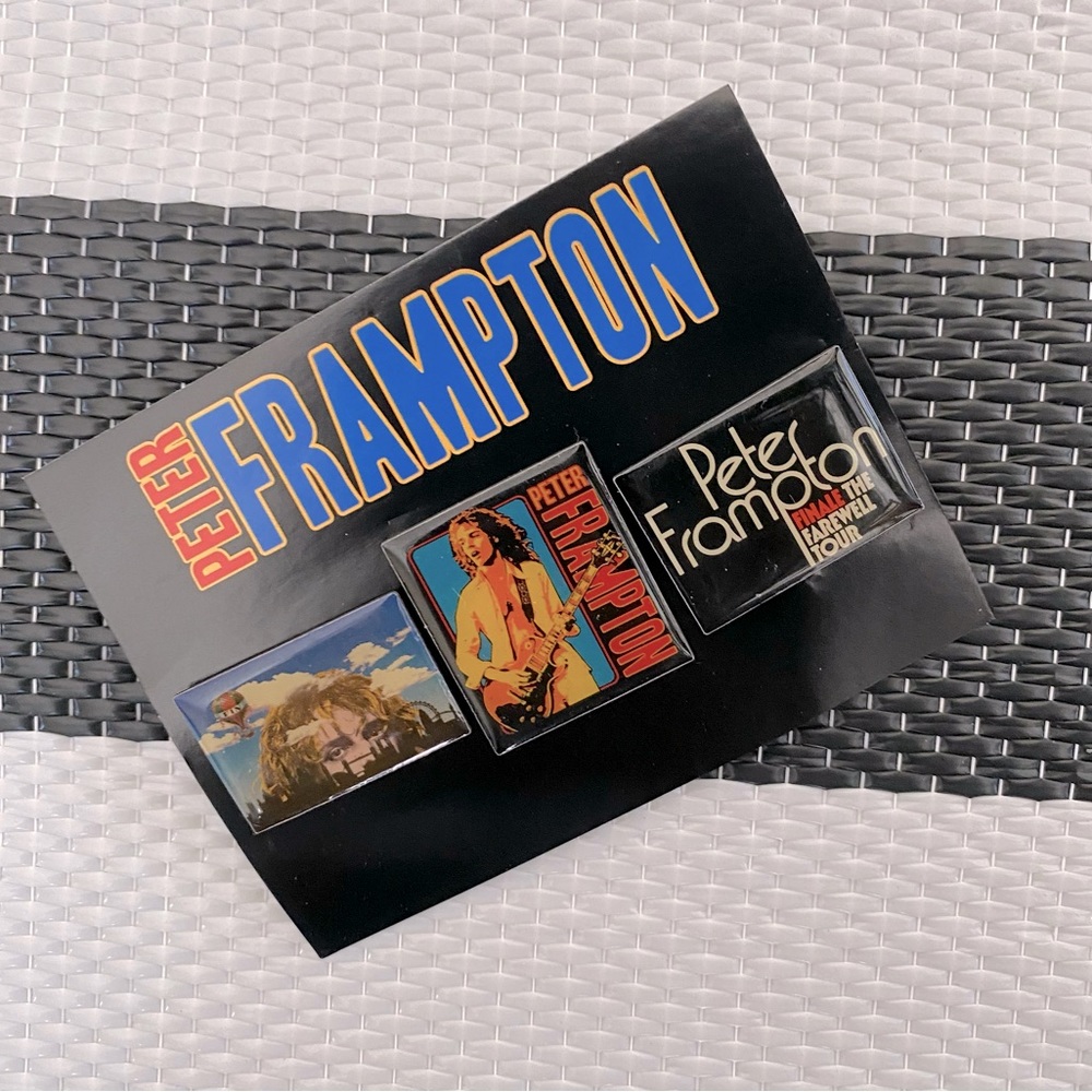 Vintage Peter Frampton Finale "The Farewell Tour" 3 Steel Pin Button Set New